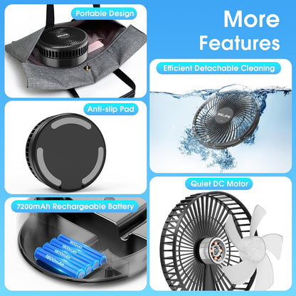X8 Portable Oscillating Camping Fan for Travel