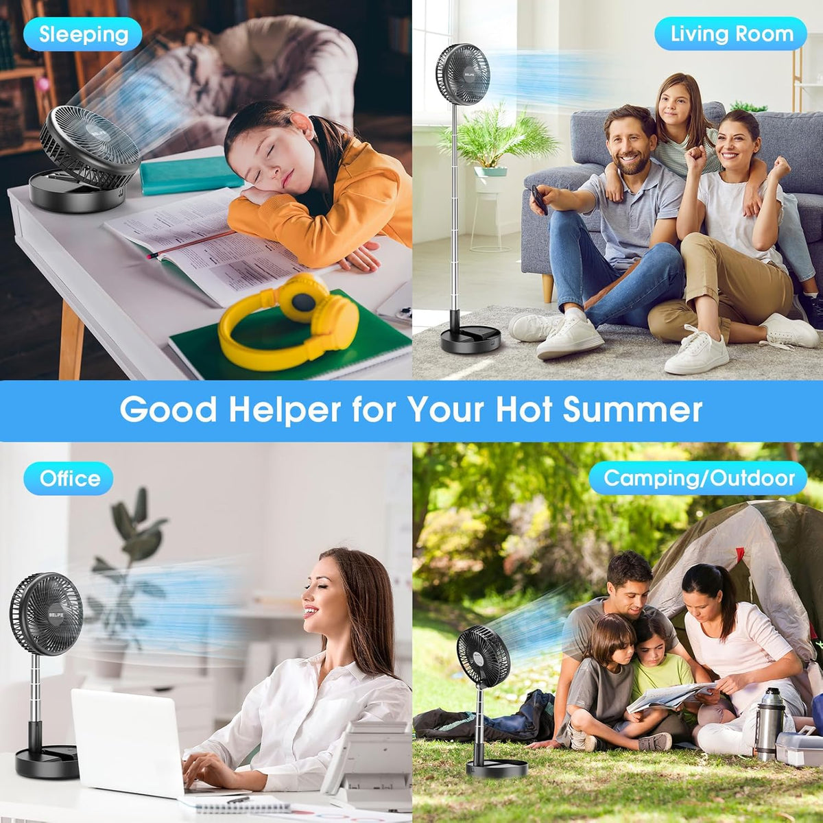 X8 Portable Oscillating Camping Fan for Travel