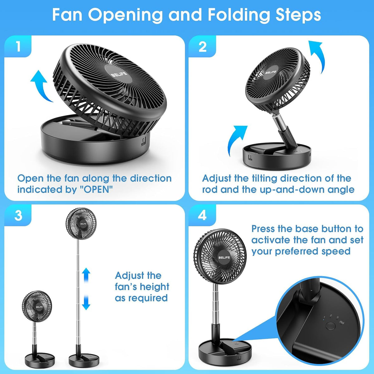 X8 Portable Oscillating Camping Fan for Travel