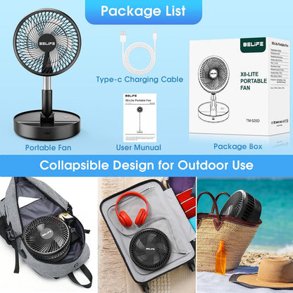 X8 Portable Oscillating Camping Fan for Travel