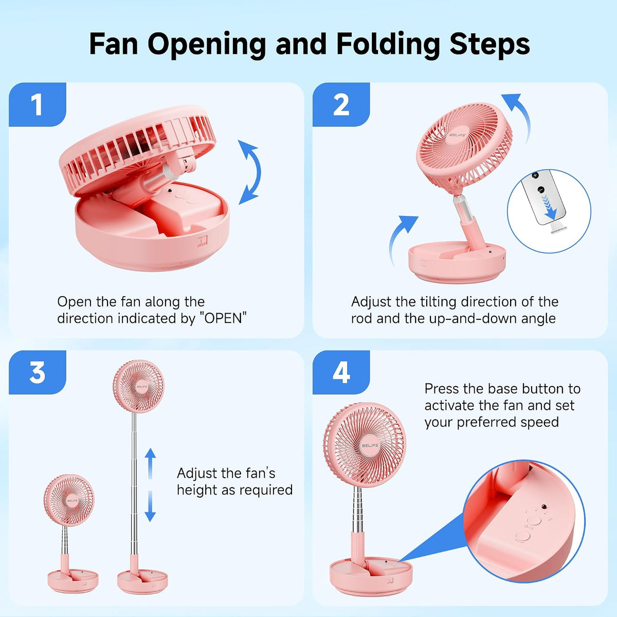 X8 Portable Oscillating Camping Fan for Travel