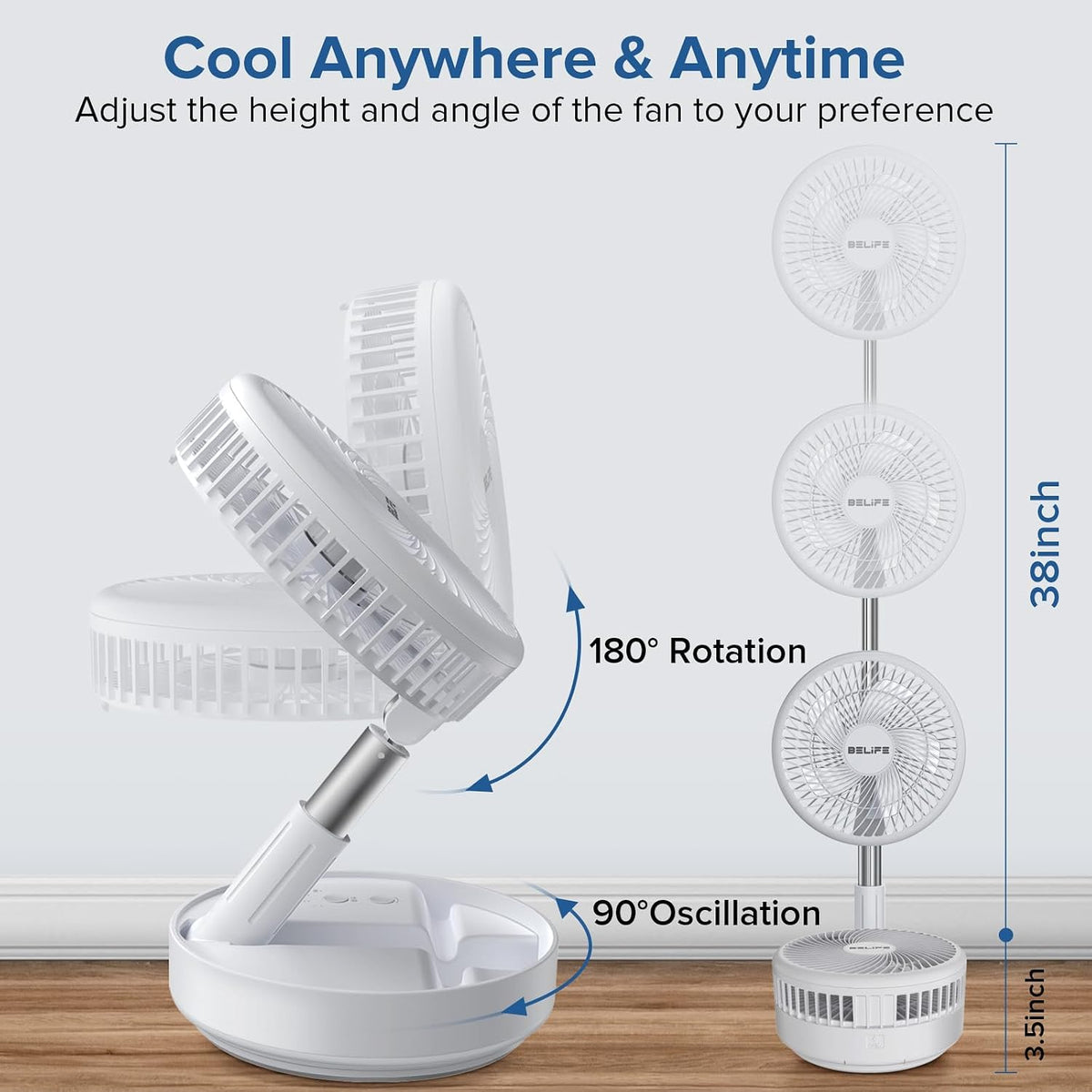 X8 Portable Oscillating Camping Fan for Travel