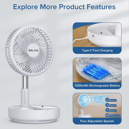 X8 Portable Oscillating Camping Fan for Travel