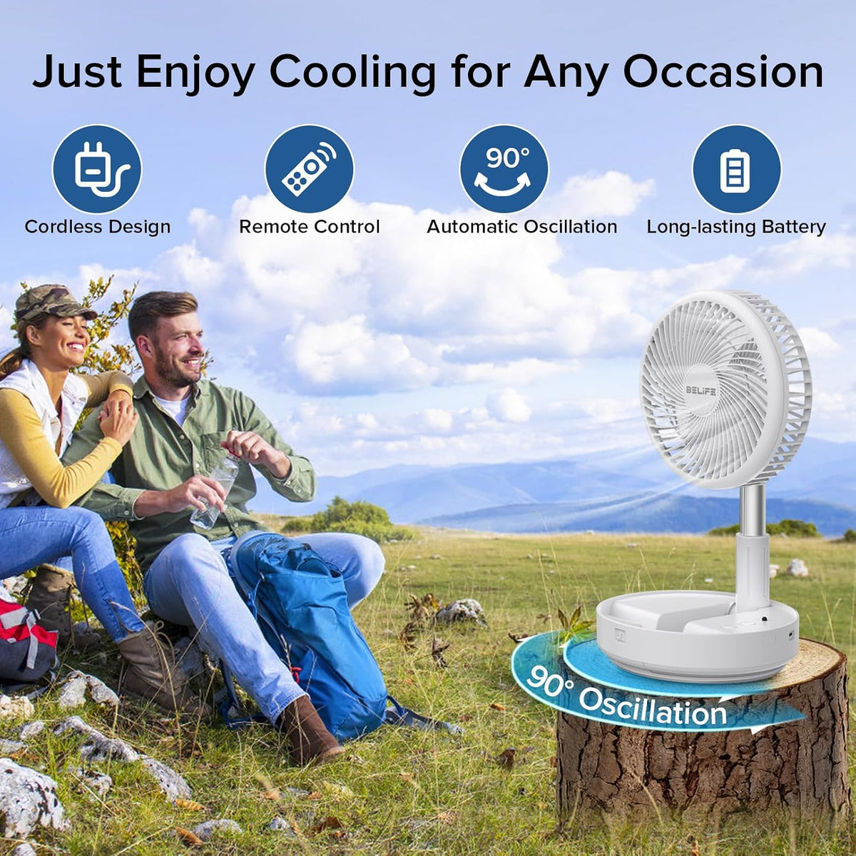 X8 Portable Oscillating Camping Fan for Travel