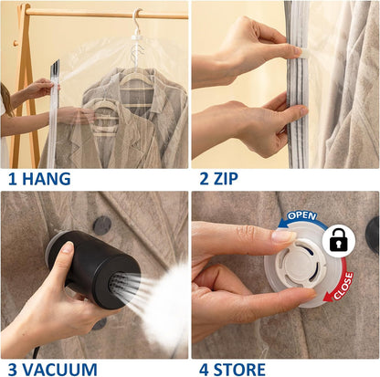 Hanging Vacuum Storage Bags, Space Saver Vacuum Seal Bags for Cloth, 6 Long