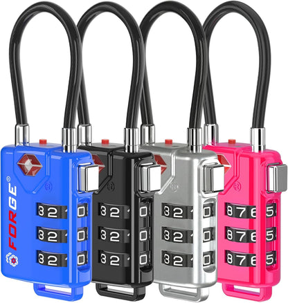 TSA Approved Luggage Locks, Open Alert Cable Lock, 4 Colors