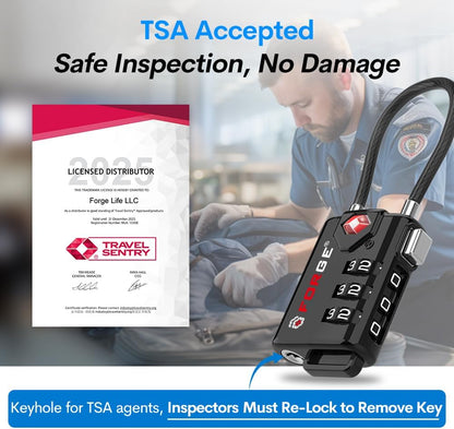TSA Approved Luggage Locks, Open Alert Cable Lock, 4 Colors