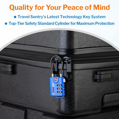 TSA Approved Luggage Locks, Open Alert Cable Lock, 4 Colors