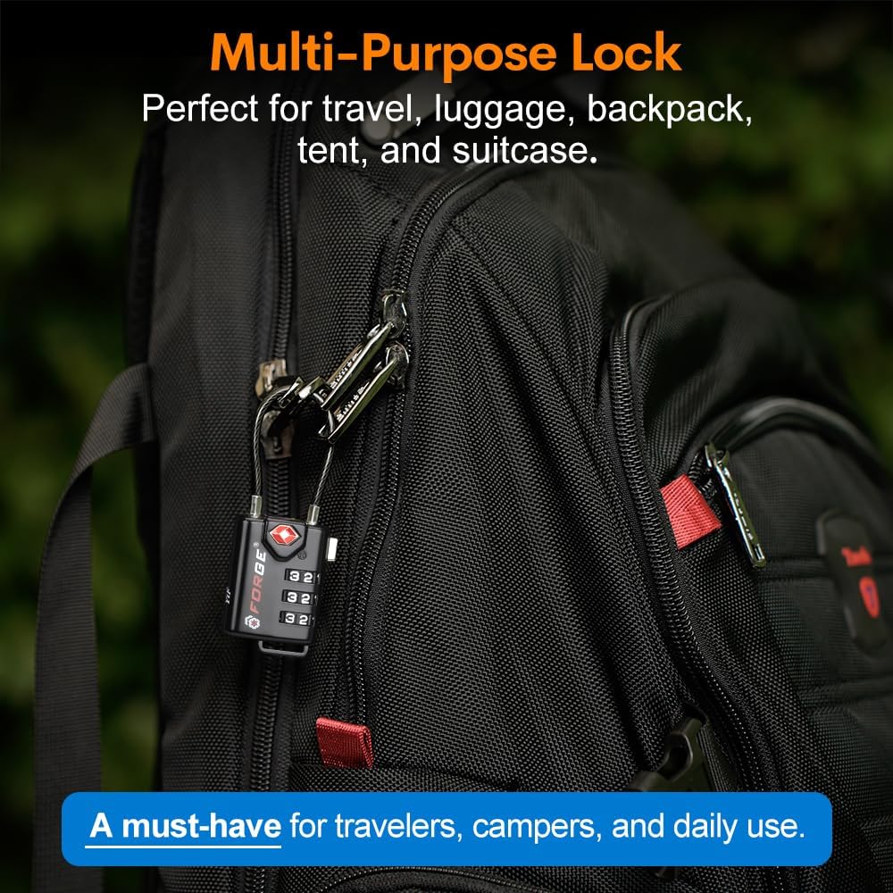 TSA Approved Luggage Locks, Open Alert Cable Lock, 4 Colors