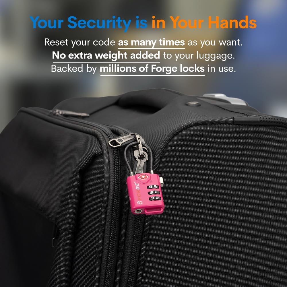 TSA Approved Luggage Locks, Open Alert Cable Lock, 4 Colors