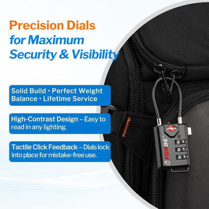 TSA Approved Luggage Locks, Open Alert Cable Lock, 4 Colors