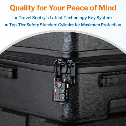 TSA Approved Luggage Locks, Open Alert Cable Lock, 4 Colors