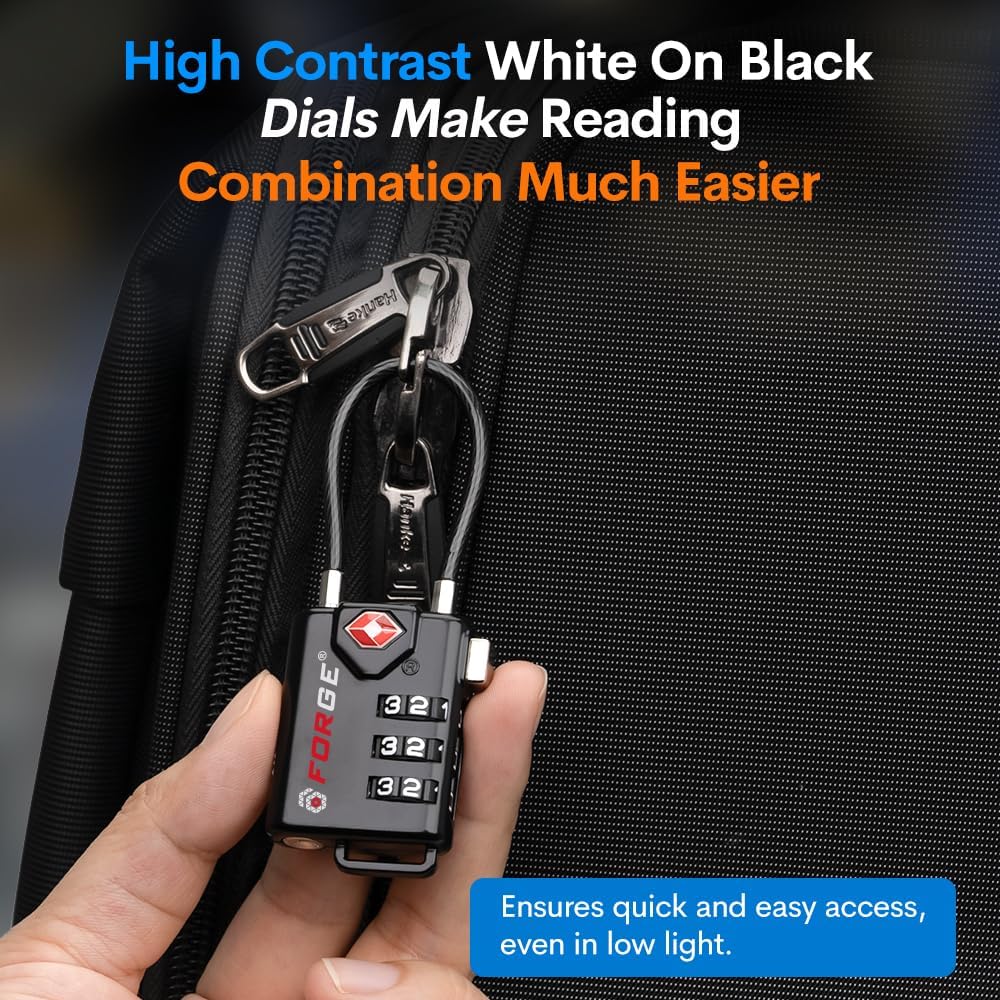 TSA Approved Luggage Locks, Open Alert Cable Lock, 4 Colors