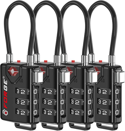 TSA Approved Luggage Locks, Open Alert Cable Lock, 4 Colors