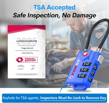 TSA Approved Luggage Locks, Open Alert Cable Lock, 4 Colors
