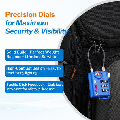 TSA Approved Luggage Locks, Open Alert Cable Lock, 4 Colors