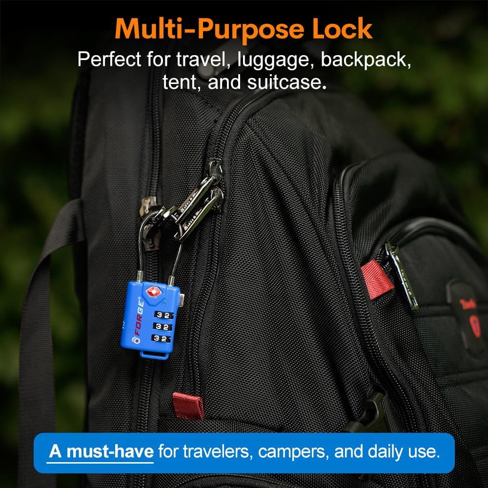 TSA Approved Luggage Locks, Open Alert Cable Lock, 4 Colors