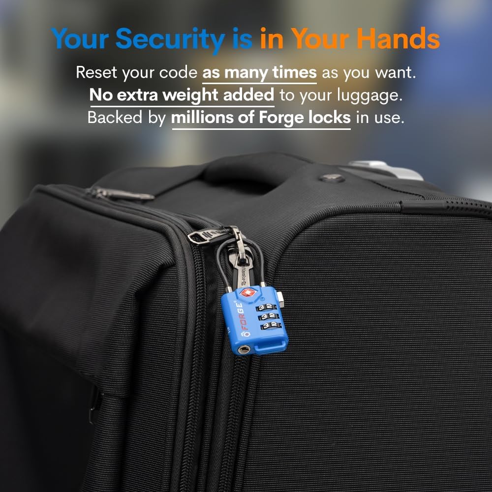 TSA Approved Luggage Locks, Open Alert Cable Lock, 4 Colors