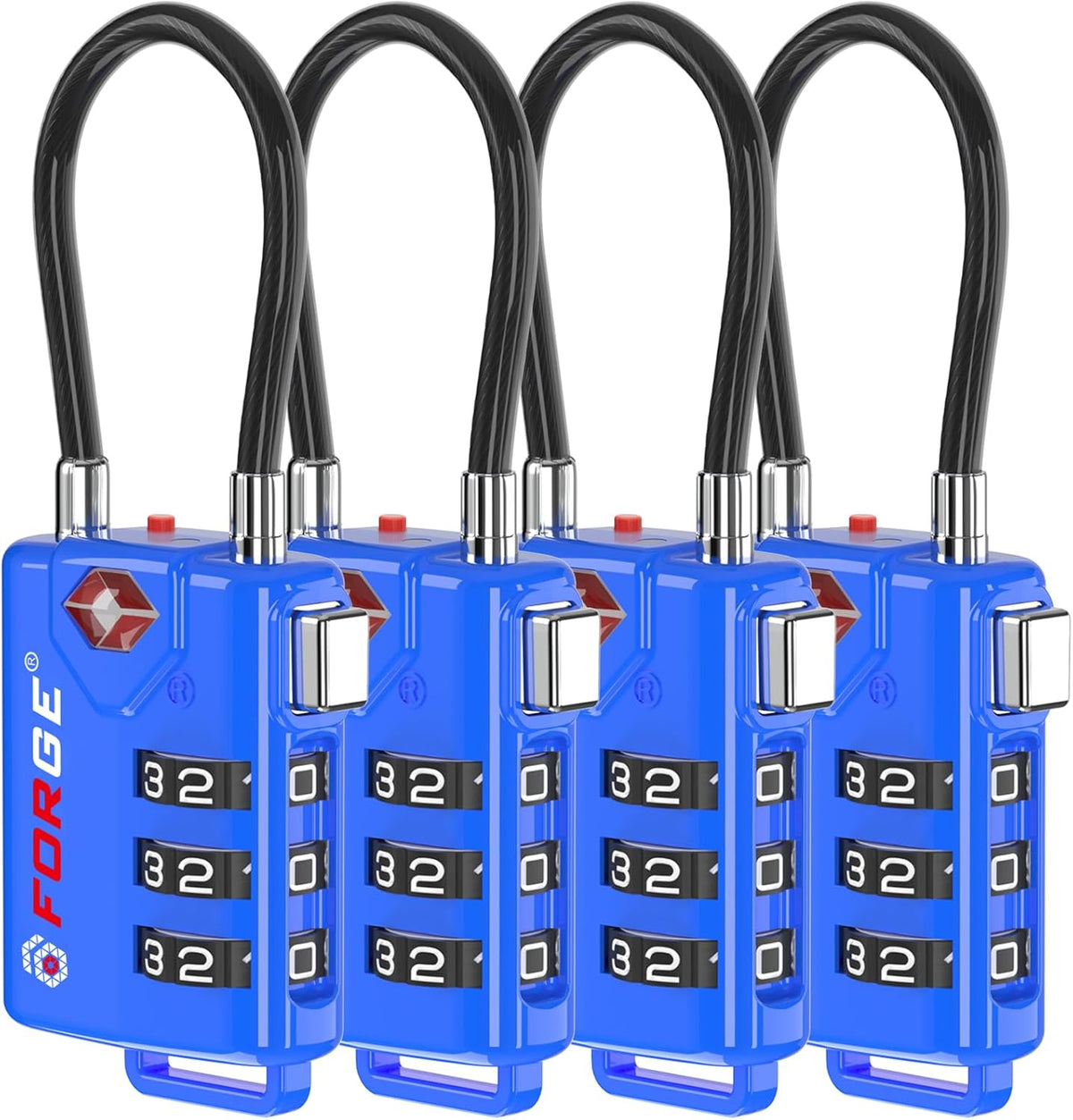 TSA Approved Luggage Locks, Open Alert Cable Lock, 4 Colors