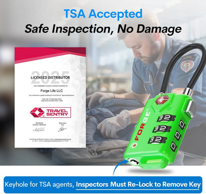TSA Approved Luggage Locks, Open Alert Cable Lock, 4 Colors