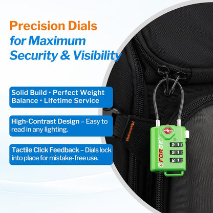 TSA Approved Luggage Locks, Open Alert Cable Lock, 4 Colors