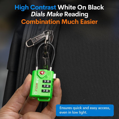 TSA Approved Luggage Locks, Open Alert Cable Lock, 4 Colors