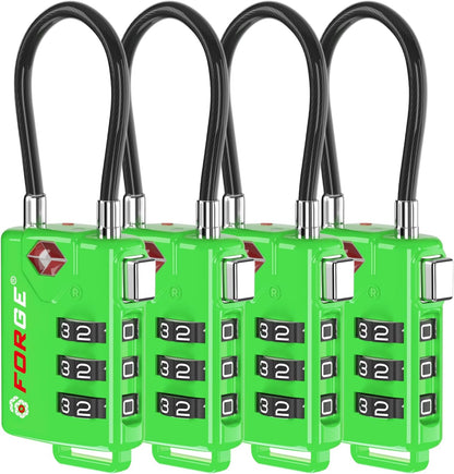 TSA Approved Luggage Locks, Open Alert Cable Lock, 4 Colors