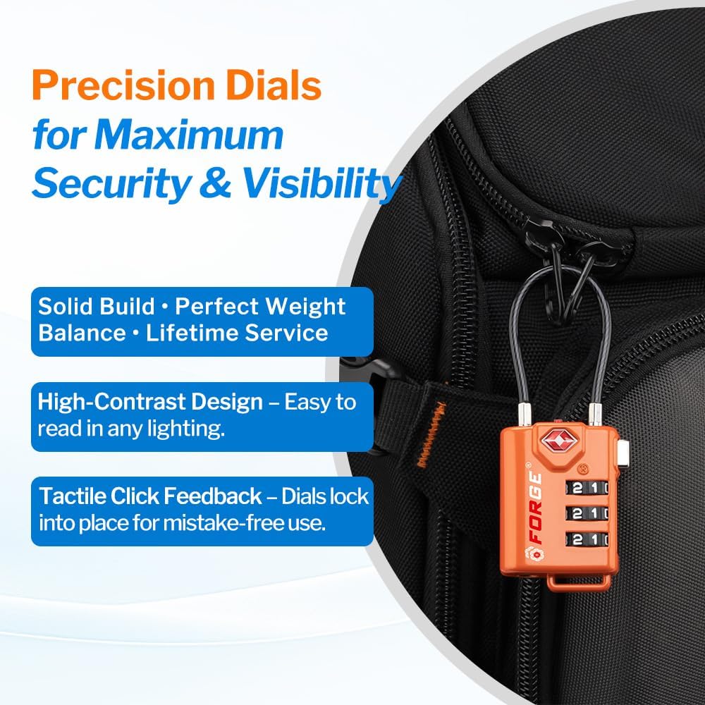 TSA Approved Luggage Locks, Open Alert Cable Lock, 4 Colors