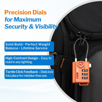 TSA Approved Luggage Locks, Open Alert Cable Lock, 4 Colors