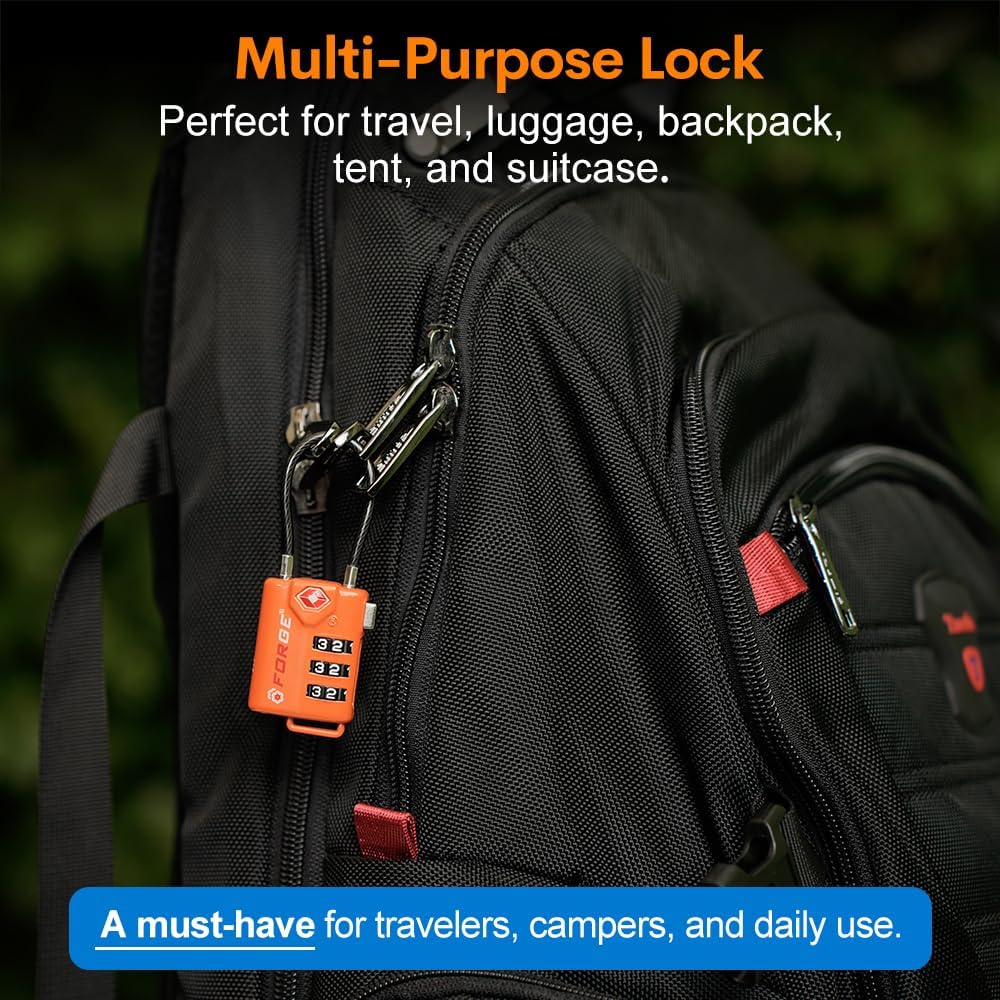 TSA Approved Luggage Locks, Open Alert Cable Lock, 4 Colors