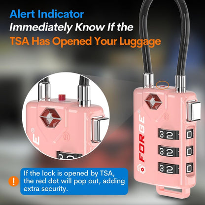 TSA Approved Luggage Locks, Open Alert Cable Lock, 4 Colors