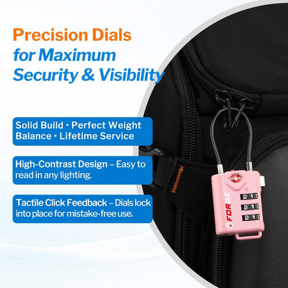 TSA Approved Luggage Locks, Open Alert Cable Lock, 4 Colors