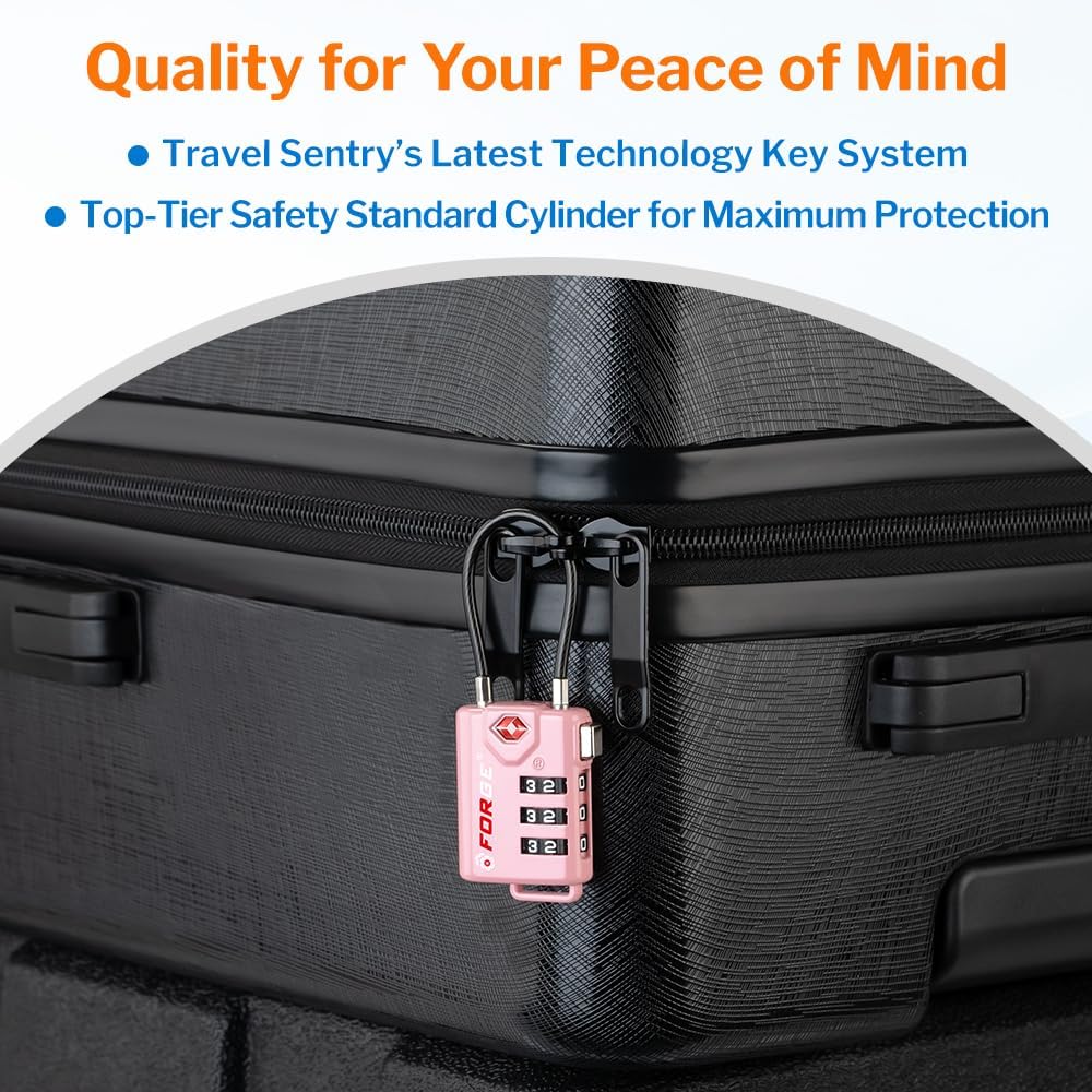 TSA Approved Luggage Locks, Open Alert Cable Lock, 4 Colors