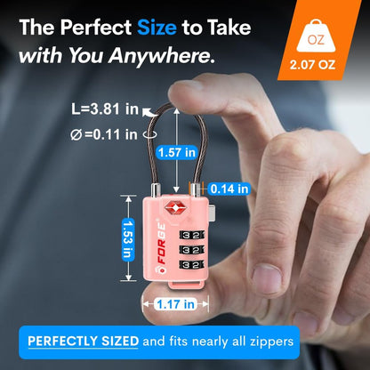 TSA Approved Luggage Locks, Open Alert Cable Lock, 4 Colors
