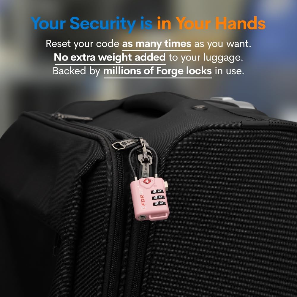 TSA Approved Luggage Locks, Open Alert Cable Lock, 4 Colors