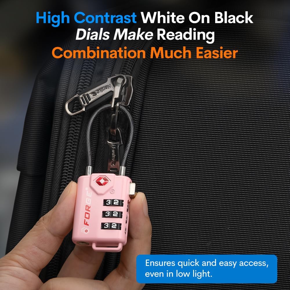 TSA Approved Luggage Locks, Open Alert Cable Lock, 4 Colors