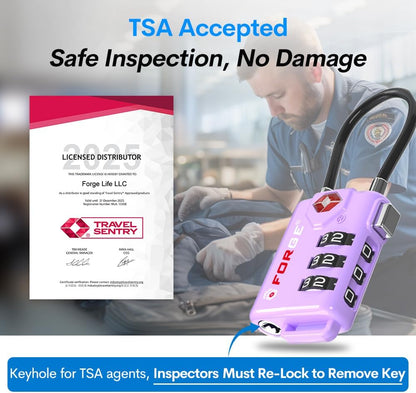 TSA Approved Luggage Locks, Open Alert Cable Lock, 4 Colors