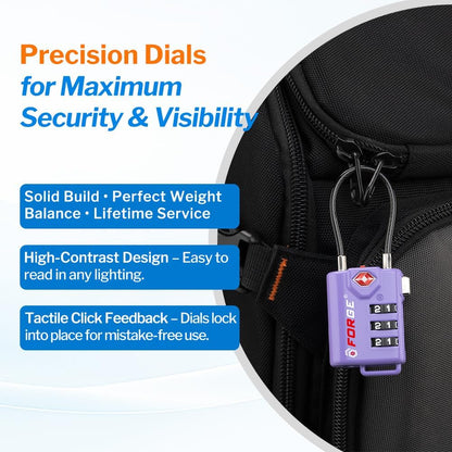TSA Approved Luggage Locks, Open Alert Cable Lock, 4 Colors