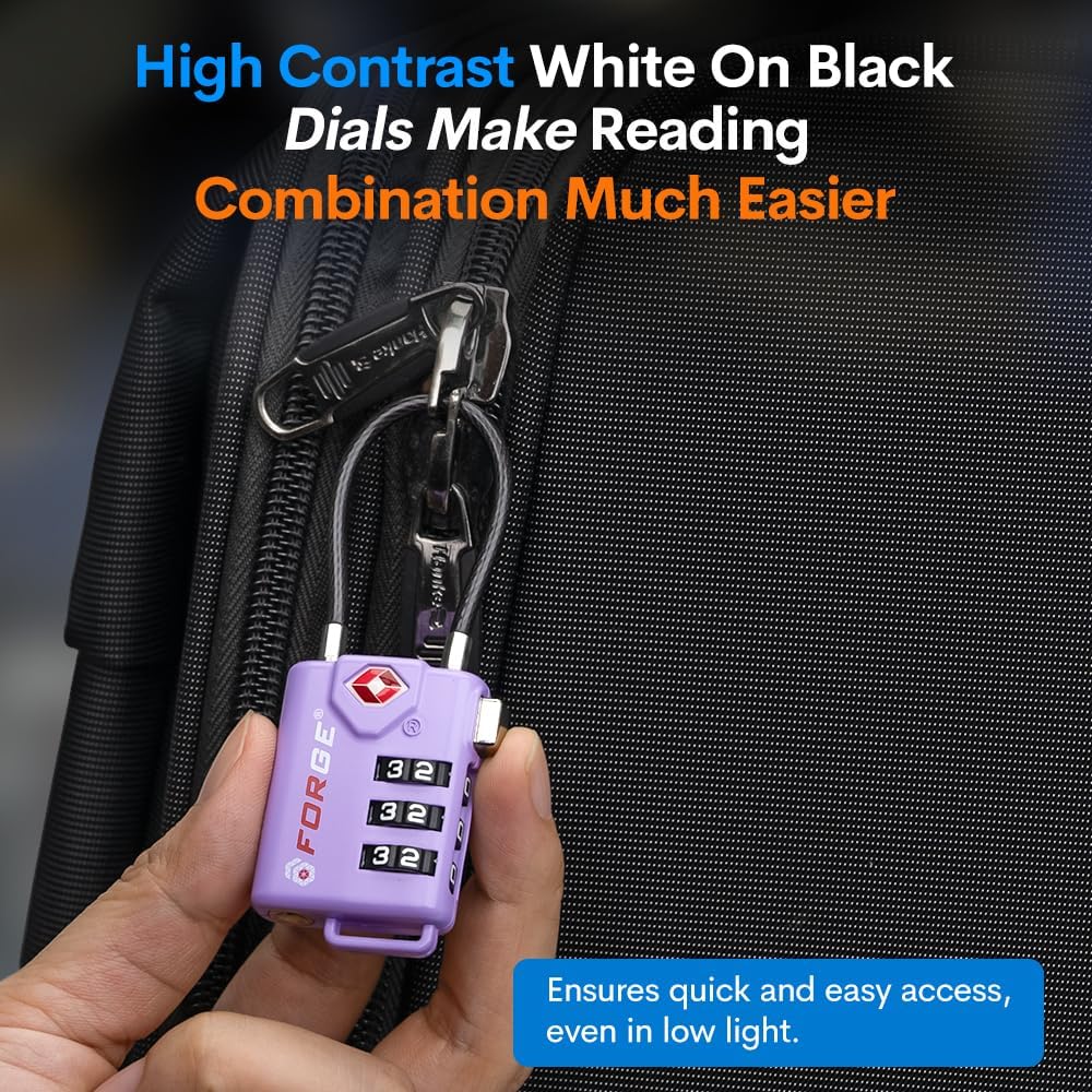 TSA Approved Luggage Locks, Open Alert Cable Lock, 4 Colors