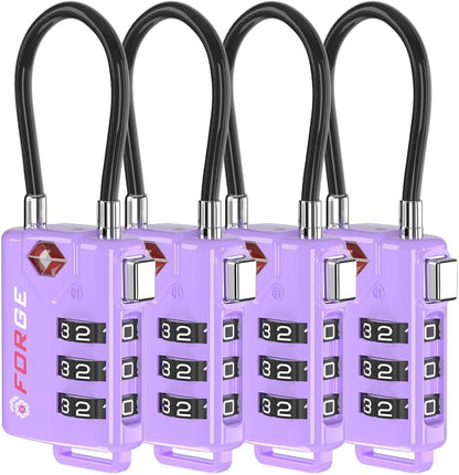 TSA Approved Luggage Locks, Open Alert Cable Lock, 4 Colors