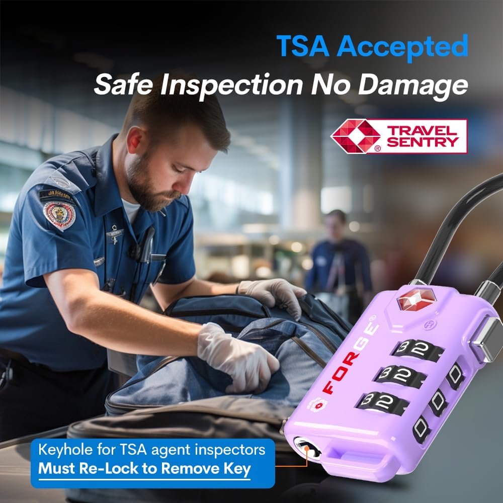 TSA Approved Luggage Locks, Open Alert Cable Lock, 4 Colors