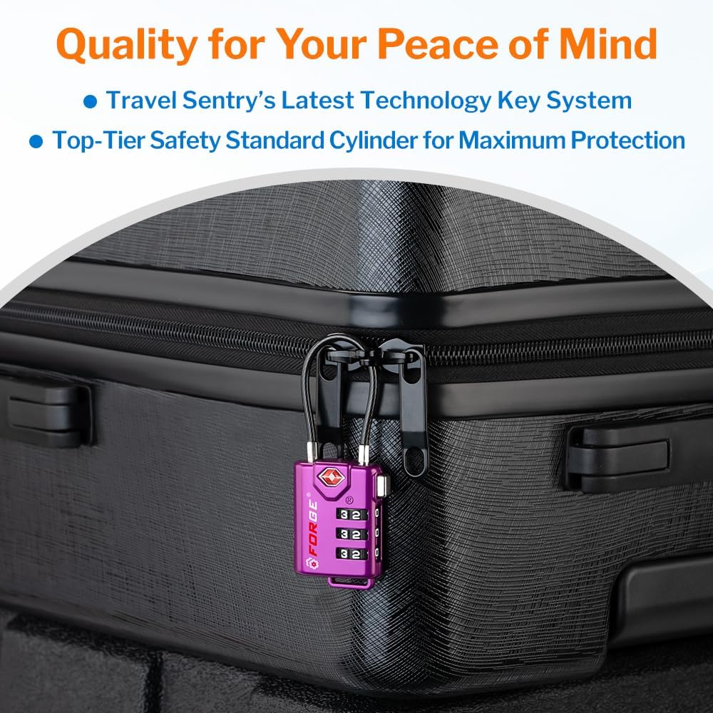 TSA Approved Luggage Locks, Open Alert Cable Lock, 4 Colors