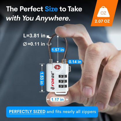 TSA Approved Luggage Locks, Open Alert Cable Lock, 4 Colors