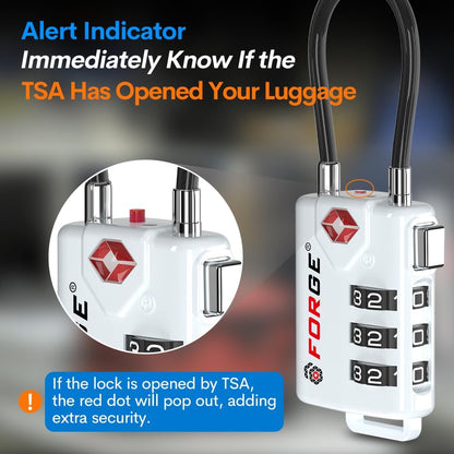 TSA Approved Luggage Locks, Open Alert Cable Lock, 4 Colors
