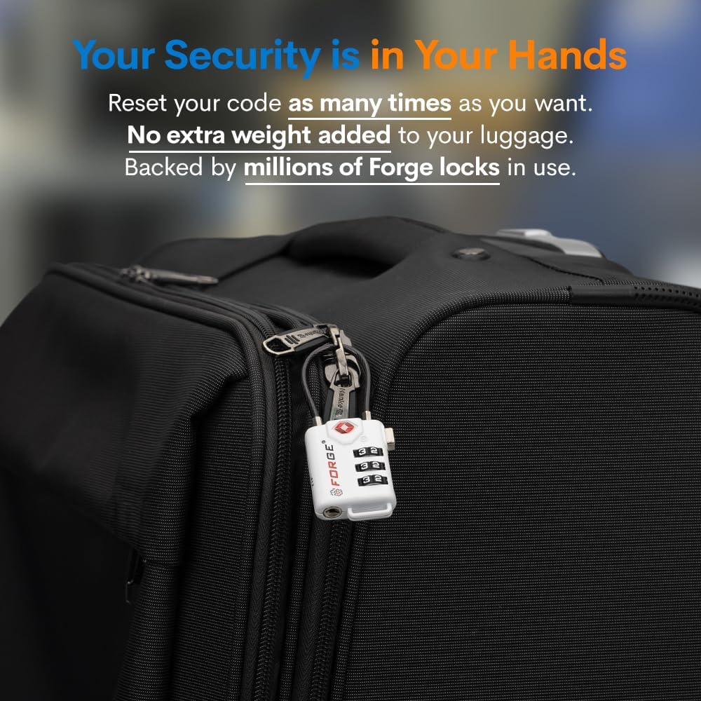 TSA Approved Luggage Locks, Open Alert Cable Lock, 4 Colors