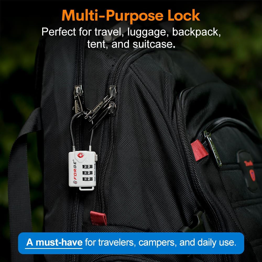TSA Approved Luggage Locks, Open Alert Cable Lock, 4 Colors