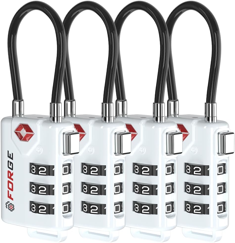 TSA Approved Luggage Locks, Open Alert Cable Lock, 4 Colors