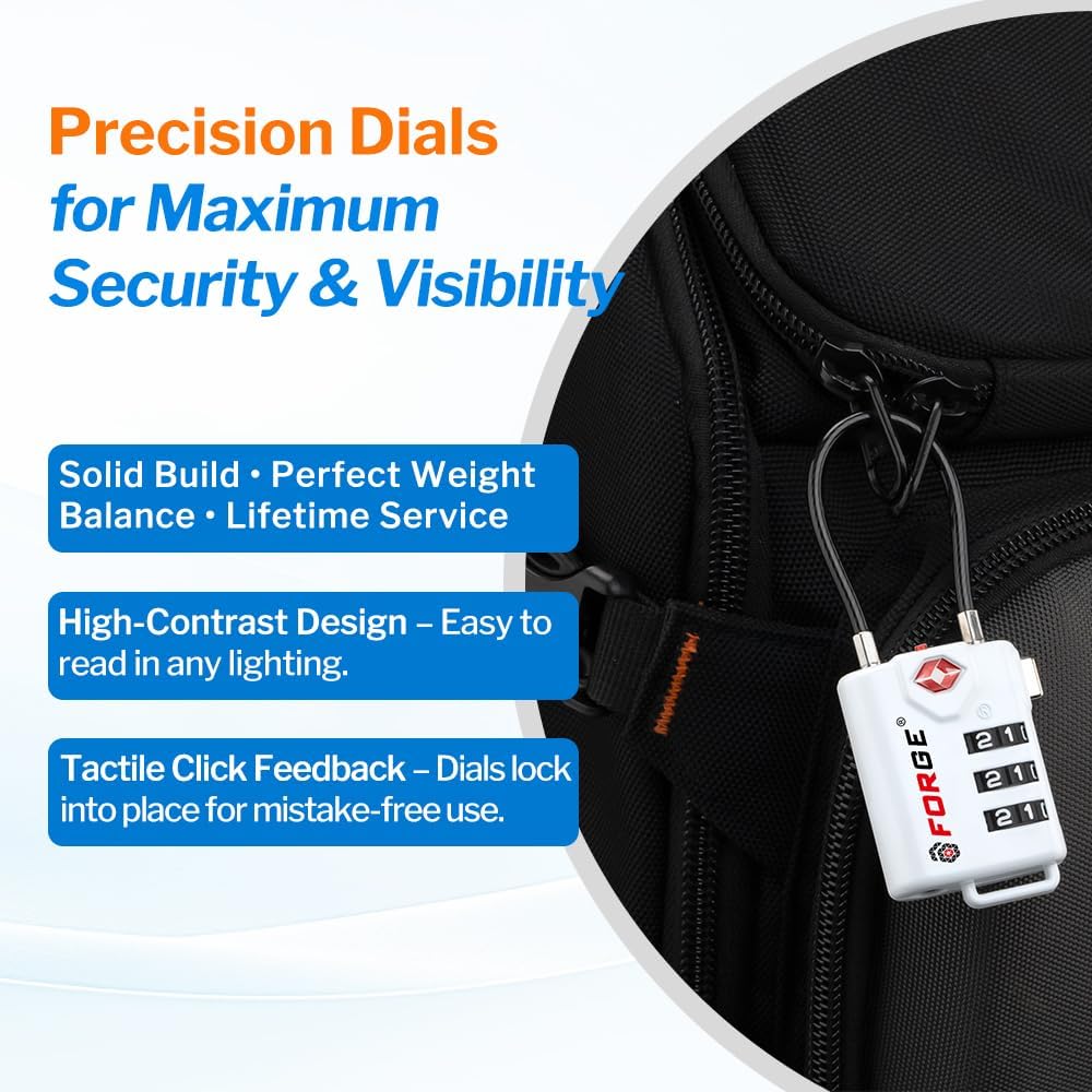 TSA Approved Luggage Locks, Open Alert Cable Lock, 4 Colors