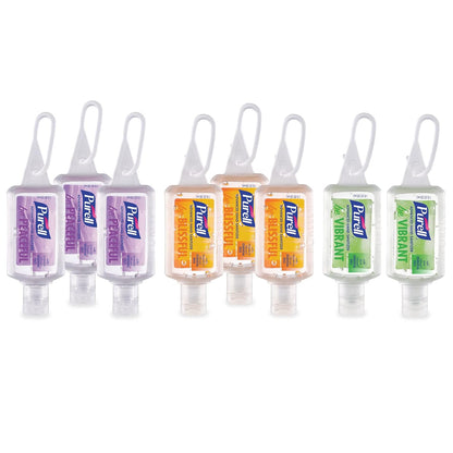 Hand Sanitizer Scented Mix w Travel Carriers 8x1oz - 3900-09-ECME17
