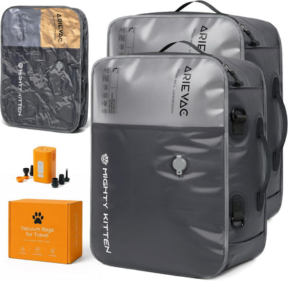 IKYWT Vacuum Seal Bags for Travel w/Pump, 18L Compression Packing Cubes for Carry-On Suitcase & Travel Backpack, Reusable IP67 Waterproof Vacuum Storage Kit, Gift Set